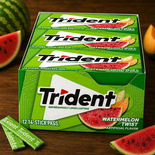 Trident Imported Sugar Free Gum, Watermelon Twist Flavour, 14 Count (Pack of 12)