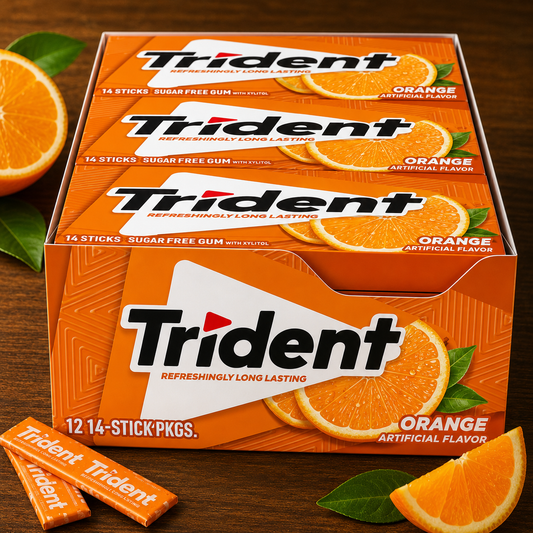 Trident Imported Sugar Free Gum, Tropical Twist Flavour, 14 Count (Pack of 12)