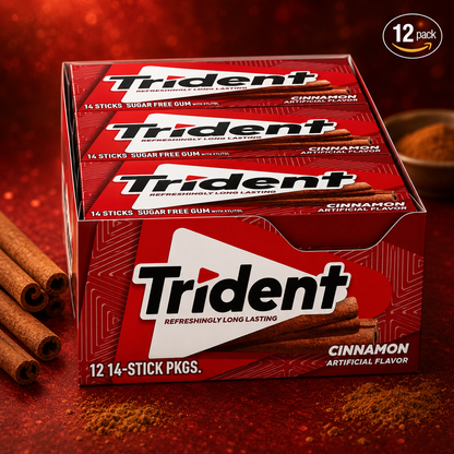 Trident Cinnamon Sugar Free Gum, 14 Sticks, 26 g, 12 Pack