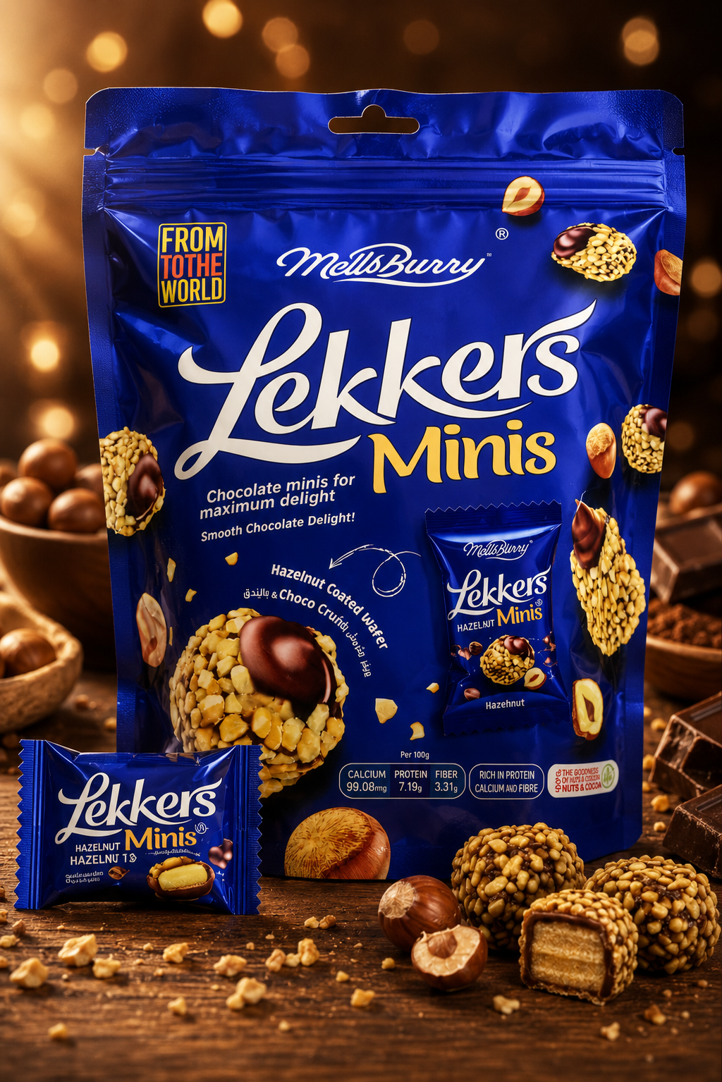 Lekkers Minis Crunchy Hazelnut Coated Wafer Chocolates –150g