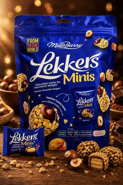 Lekkers Minis Crunchy Hazelnut Coated Wafer Chocolates –150g