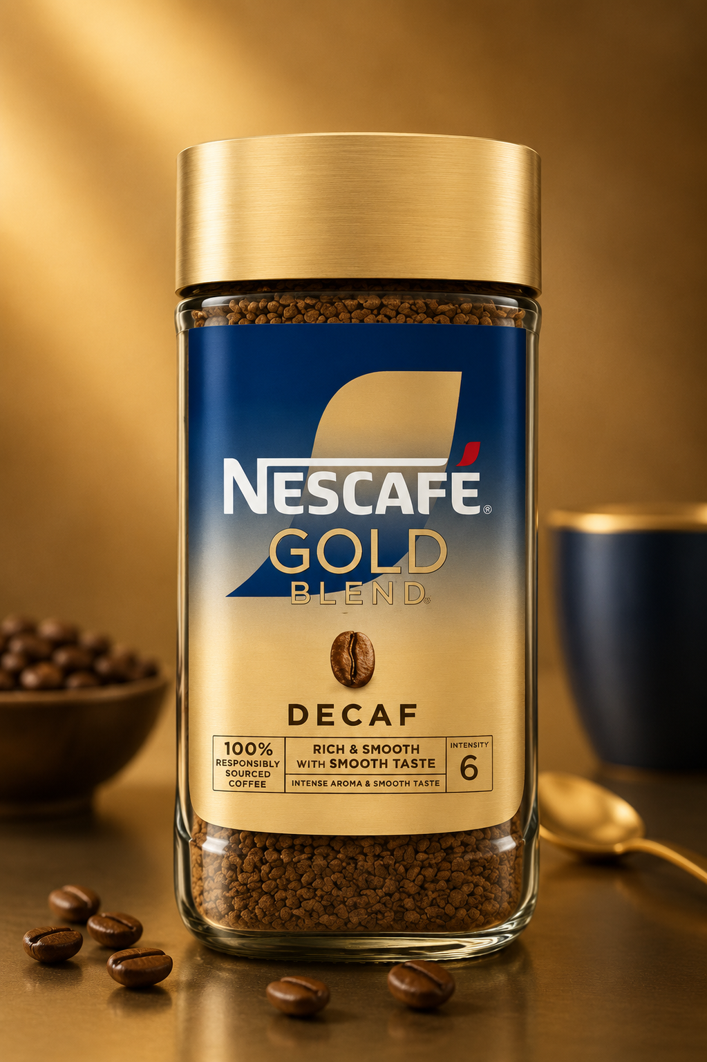 NESCAFE GOLD BLEND DECAF RICH AROMA & SMOOTH WITH GOLDEN ROASTED ARABICA 190g BY FEBORA FOODS