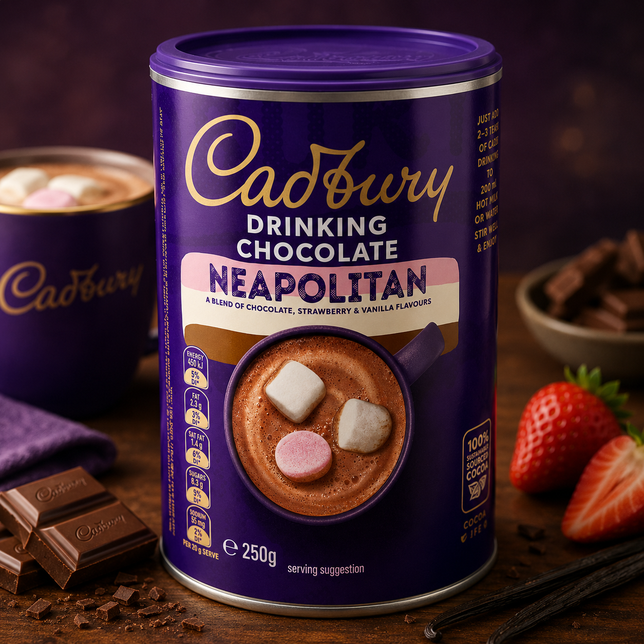 Cadbury Drinking Neapolitan Hot Chocolate 250 gm (UK)