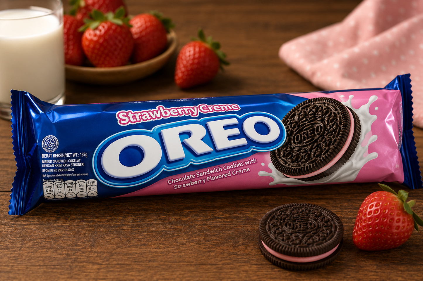Oreo Strawberry Cream Sandwich Cookies , (137G *Pack Of 2)