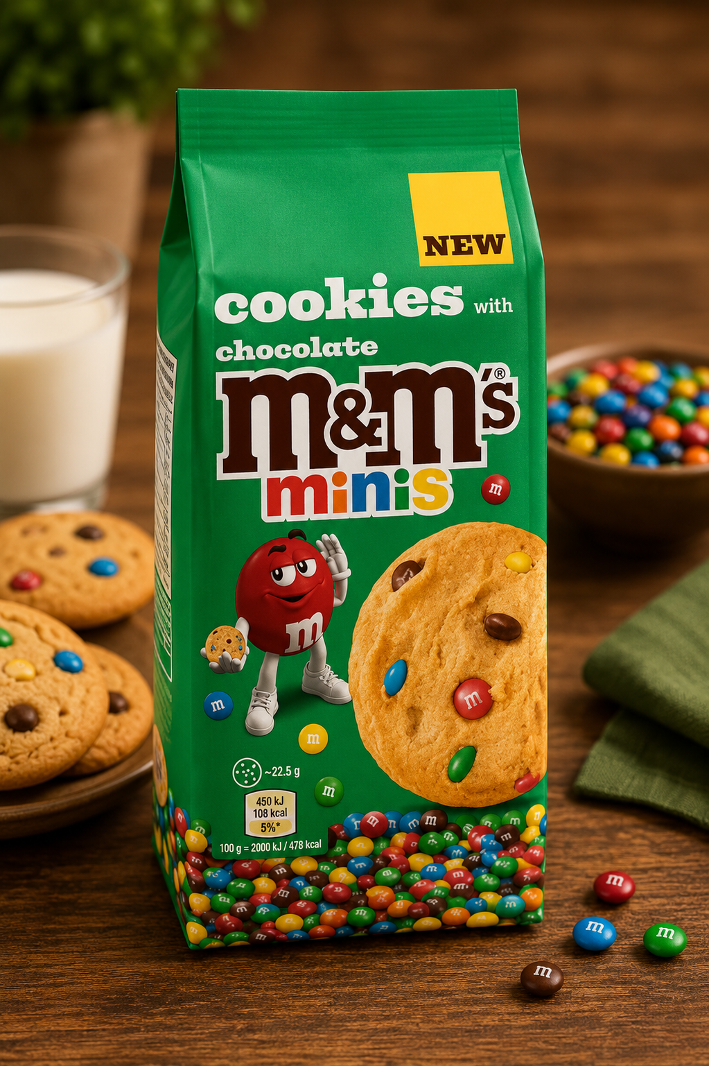 M&M Minis Cookies with Chocolate Chips, 180gm (USA) ( Pack of 2 )