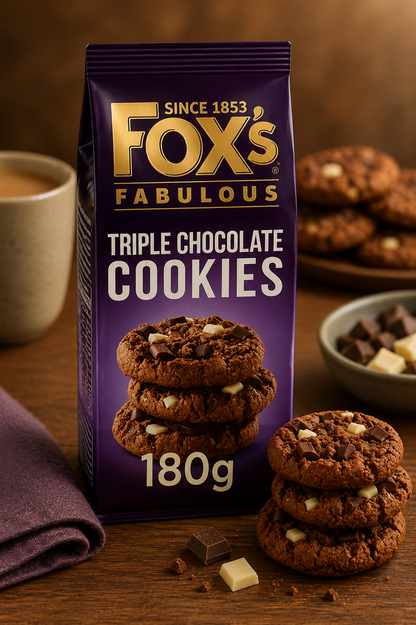 Fox's Biscuit Chunkie Cookies, Triple Chocolate, 180 Gram  ( Pack of 2 )