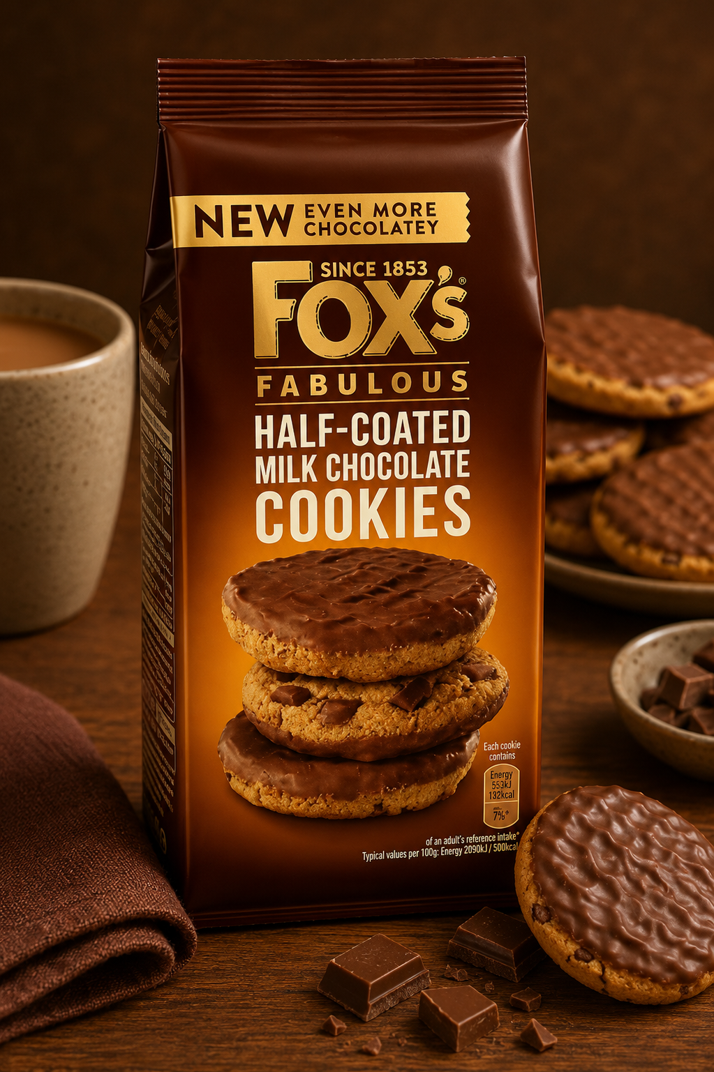 Fox's Fabulous Half Coated Milk Chocolate Cookies, 175 grams (UK)