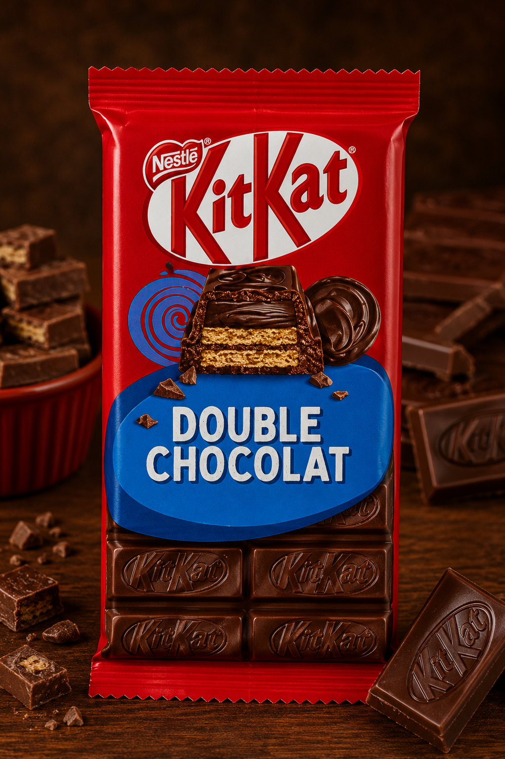 KitKat Salted Double Chocolate Bar, Milk Chocolate with Wafer Layers, 99g, Imported from UK