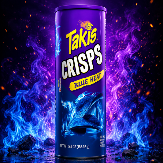 Takis Crisps Blue Heat – Extreme Spicy Blue Flavored Potato Chips, Stackable Snack,155.92g (Imported)