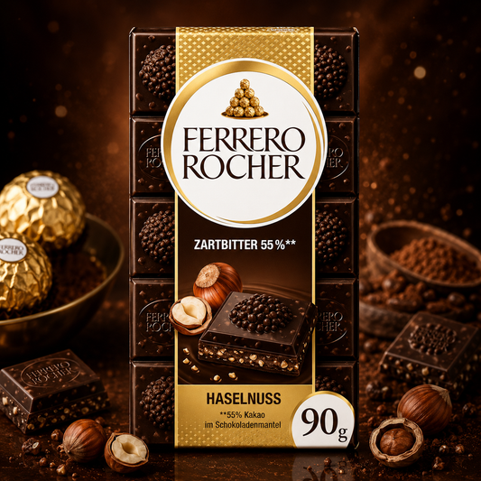 Ferrero Rocher Hazelnut 55% Dark Chocolate 90 Grams (Uk)
