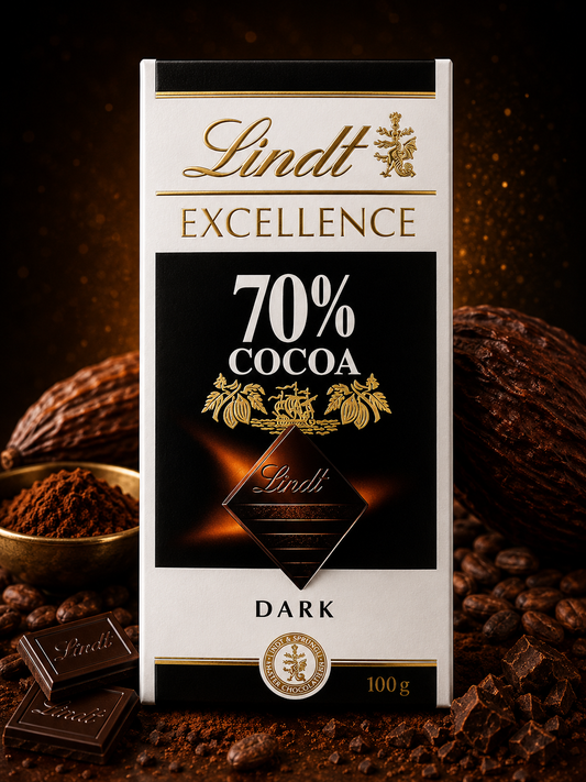 Lindt 70% Cocoa Dark Chocolate 100 G -for Rich Flavor and Indulgence ( Switzerland )