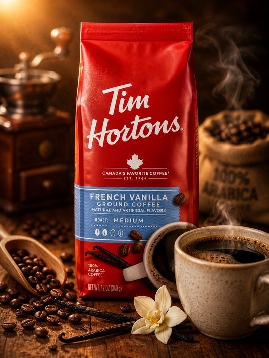 Tim Hortons French Vanilla Fine Grind Coffee | Medium Roast 100% Arabica