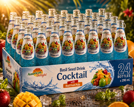 American Delight Flavored Drink with Basil Seed |Cocktail Flavored Drink with Basil Seed | Pack of 24 x 300ml Each | Ready to Serve Drink