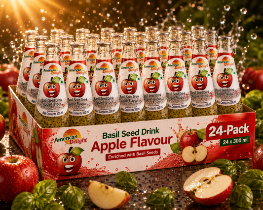 American Delight Flavored Drink with Basil Seed |Apple Flavored Drink with Basil Seed | Pack of 24 x 300ml Each | Ready to Serve Drink