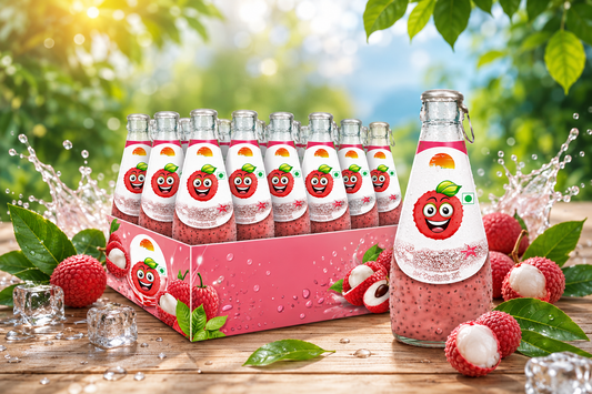 American Delight Lychee Flavored Drink with Basil Seed (Pack of 24 x 300ml) Lychee Flavored Drink Ready to Serve