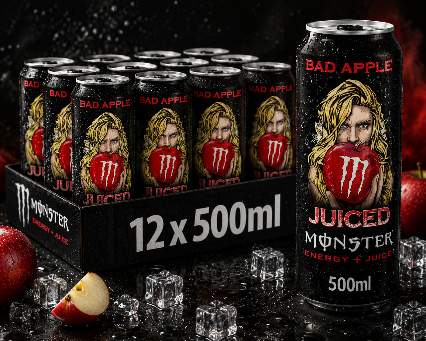 Monster Energy® Bad Apple Carbonated Energy Drink | Pack of 12 Cans (UK)