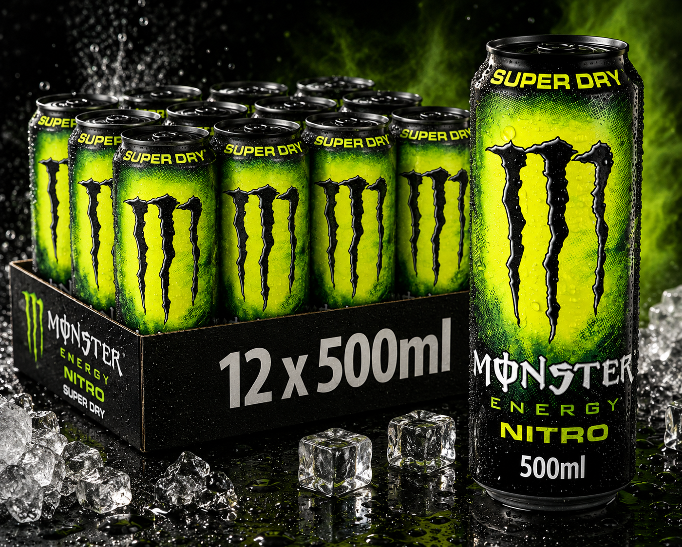 Monster Energy® Super Dry Nitro Carbonated Energy Drink | Pack of 12 Cans (UK)