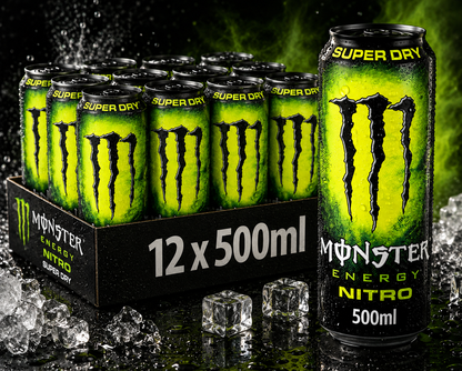 Monster Energy® Super Dry Nitro Carbonated Energy Drink | Pack of 12 Cans (UK)