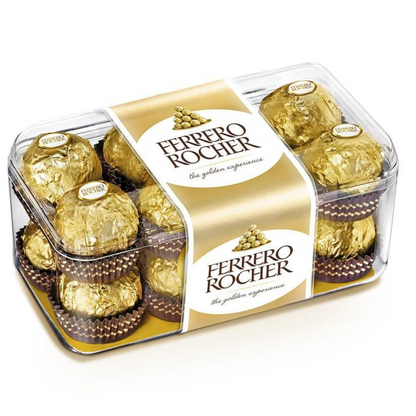 Ferrero Rocher, Exquisite Hazelnut And Milk Chocolate Premium Gift Box, 16 Pieces (200 Gram)