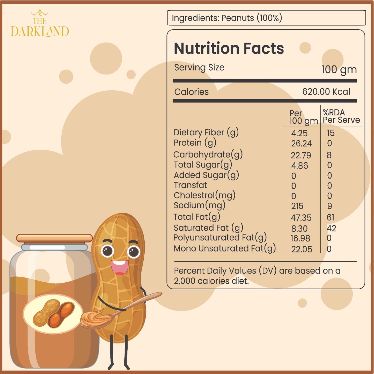 Natural Crunchy Peanut Butter |340 gm | NO ADDED SUGAR & SALT | 100% PEANUTS | UNSWEETNED CRUNCHY | 26 GM PROTEIN