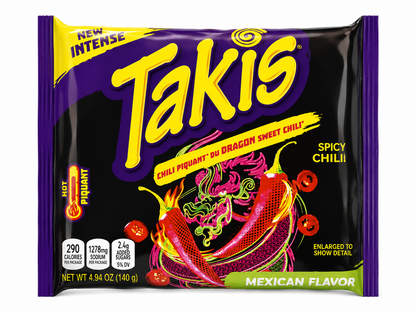 Takis's Dragon Sweet Chili Spicy Sweet Chili Piquant Noodles, Mexican Flavor, 140g