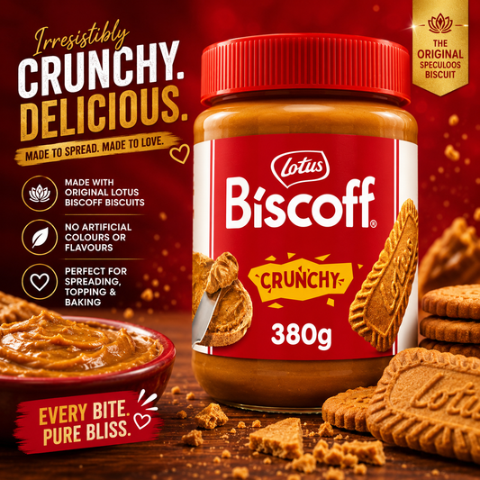 Lotus Biscoff Crunchy Biscuit Spread, 380g (Pack of 02) (Belgium)