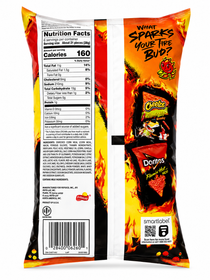 Cheetos Flamin Hot Crunchy Snacks - Cheese Flavoured, 226.8g