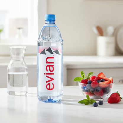 Evian Mineral Water, Naturally Filtered Drinking Water, 500ml Bottled Water Crafted by Nature, Case of 24 x 500ml Water Bottles