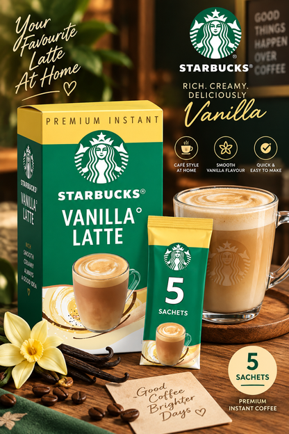 Starbucks Vanilla Latte Premium Instant Coffee – 5 × 21.5g (107.5g) (UK)