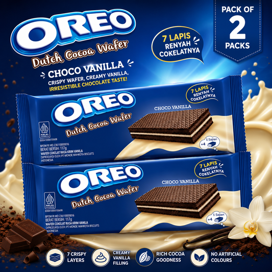 Oreo Dutch Cocoa Wafer, Choco Vanilla 117g (Pack Of 2)