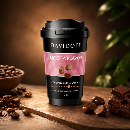 Davidoff Mocha Flavor Chewing Coffee Candy | 10% Real Coffee Powder | Intensity 5 | 50g (Pack of 02) (Germany)