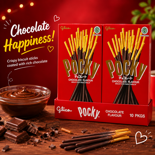 Glico Pocky Chocolate Cream Covered Biscuit Sticks, 47 Gram, 10 Pack