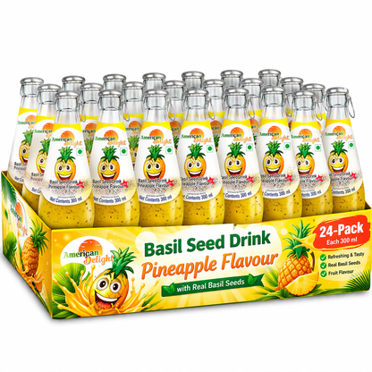 American Delight Pineapple Flavored Drink with Basil Seed (Pack of 24 x 300ml) Flavored Drink Pineapple Flavored Drink Ready to Serve