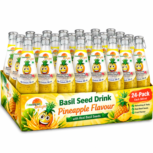 American Delight Pineapple Flavored Drink with Basil Seed (Pack of 24 x 300ml) Flavored Drink Pineapple Flavored Drink Ready to Serve