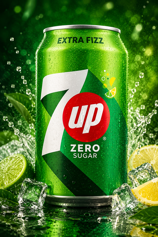 7UP Zero Sugar Lemon Soda, Carbonated Soft Drink, 300mL (Pack of 06) (UAE)