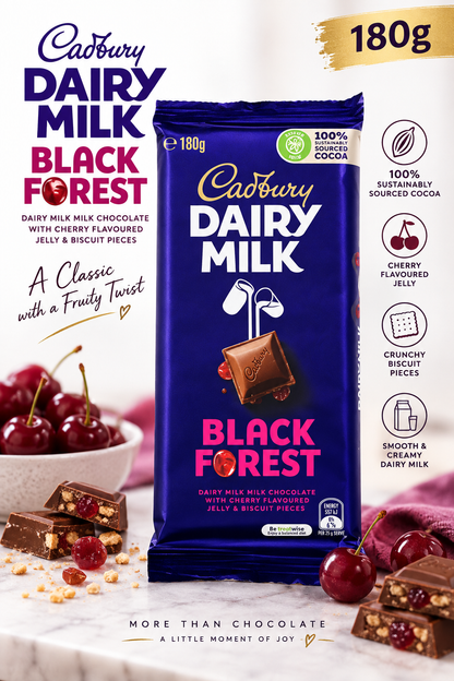 Cadbury Dairy Milk Black Forest Chocolate – 130g (Pack of 02) (Malaysia)
