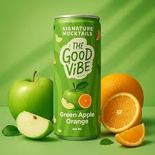 The Good Vibe Green Apple Orange Signature Mocktail | 250 ML | ( Pack Of 24)