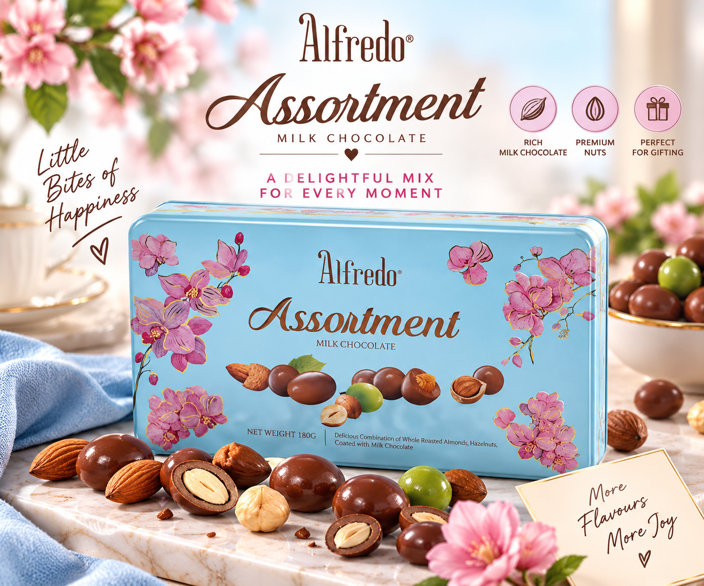 Alfredo Assortment Milk Chocolate with Nuts – 180g | (Malaysia)