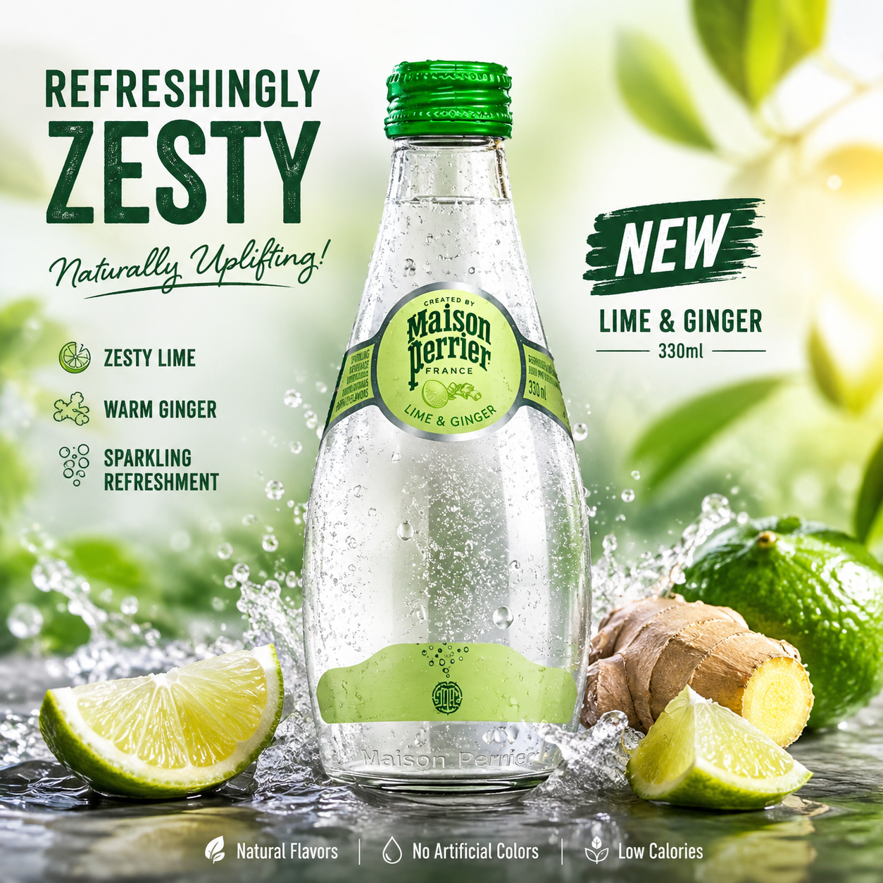 Maison Perriers Forever Collection Lime & Ginger (Glass Bottle) 24 x 330ml (France)