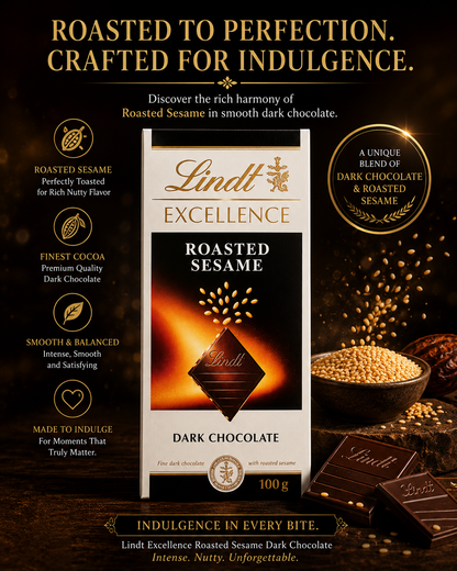 Lindt Excellence Roasted sesame Dark Chocolate, 100 gram (Pack of 02)
