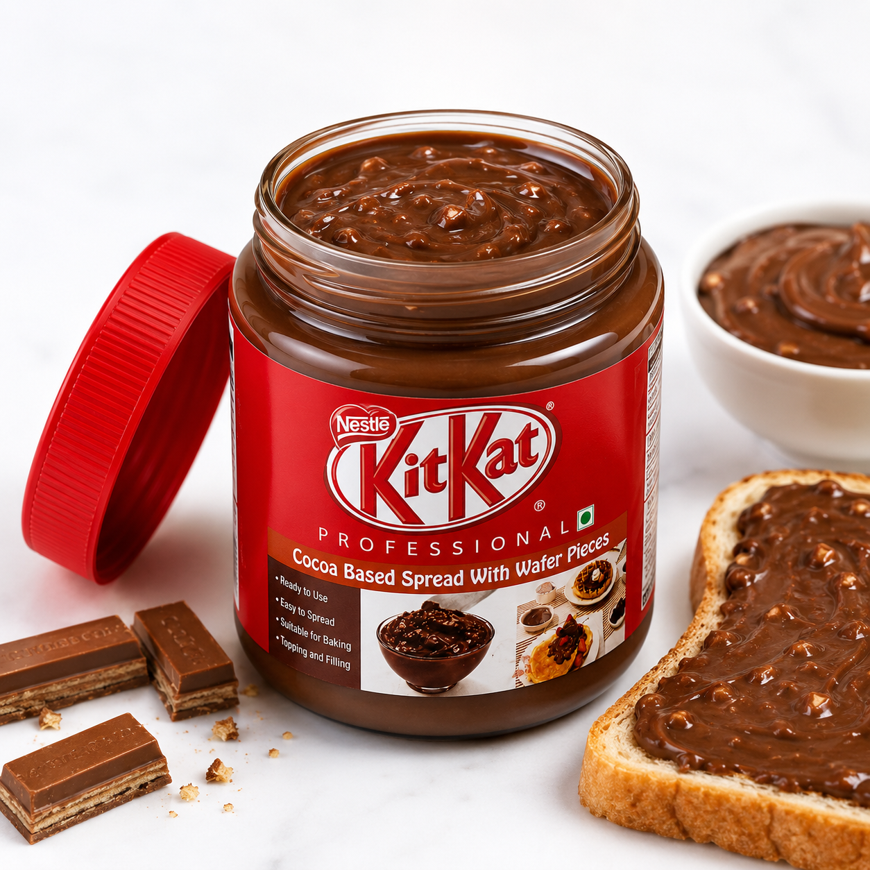 Nestlé KitKat Professional Cocoa Based Spread with Wafer Pieces | Premium Chocolate Spread for Baking, Desserts & Toppings