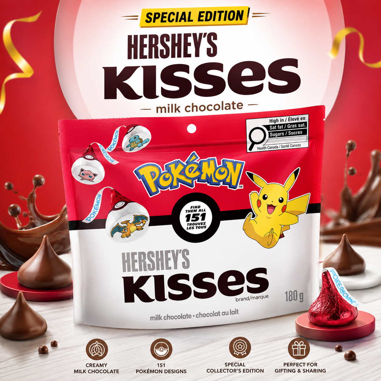 HERSHEY'S KISSES Pokémon Special Edition Milk Choclate 180 g