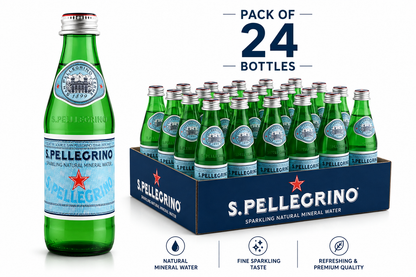 S.Pellegrino Carbonated Natural Mineral Water Bottle 250 ml (Pack of 24)