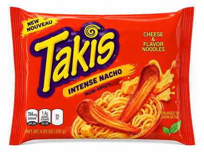 Takis's Intense Nacho Cheddar & Cheese Flavored Noodles, Non-Spicy, 140g(Pack of 03)
