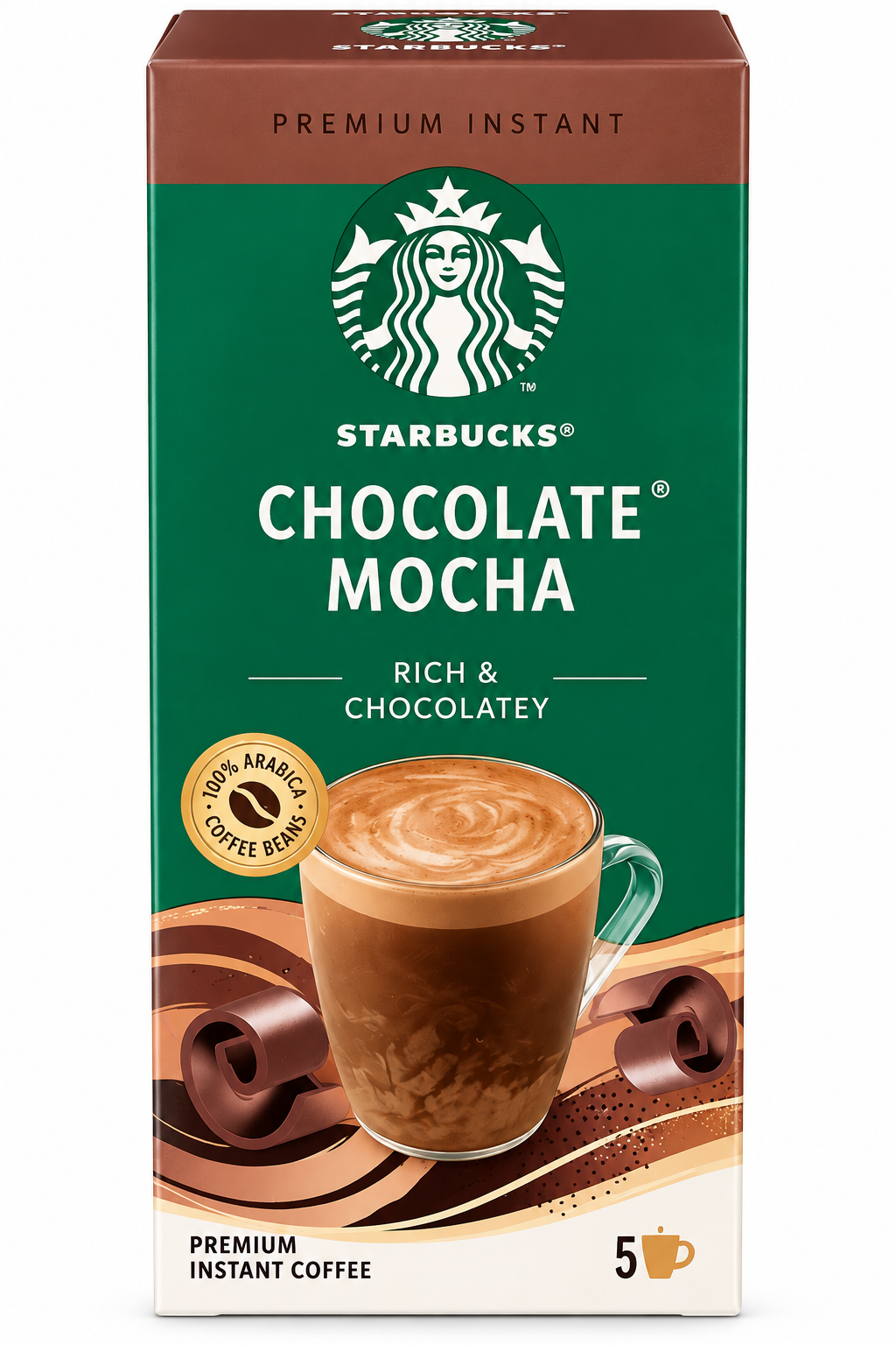 Starbucks Chocolate Mocha Premium Instant Coffee – Rich & Chocolatey – 5 × 22g (110g) (UK)
