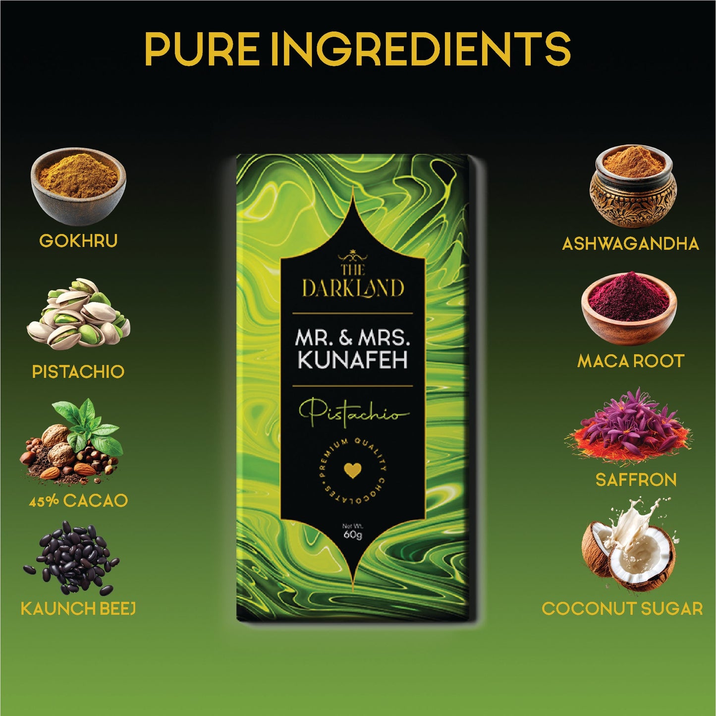 MR. & MRS. Kunafa | Pistachio Flavour | Aphrodisiac Chocolate Bar