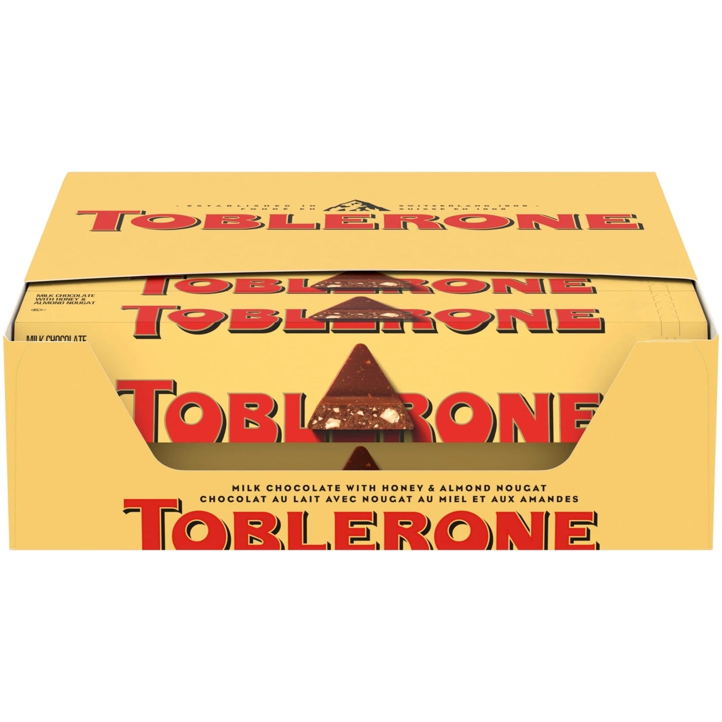 Toblerones Milk Chocolate with Honey & Almond Nougat, 20 x 100g, ( Pack Of 20 ) ( Switzerland )