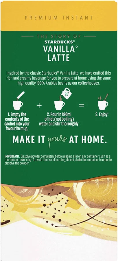 Starbucks Vanilla Latte Premium Instant Coffee – 5 × 21.5g (107.5g) (UK)
